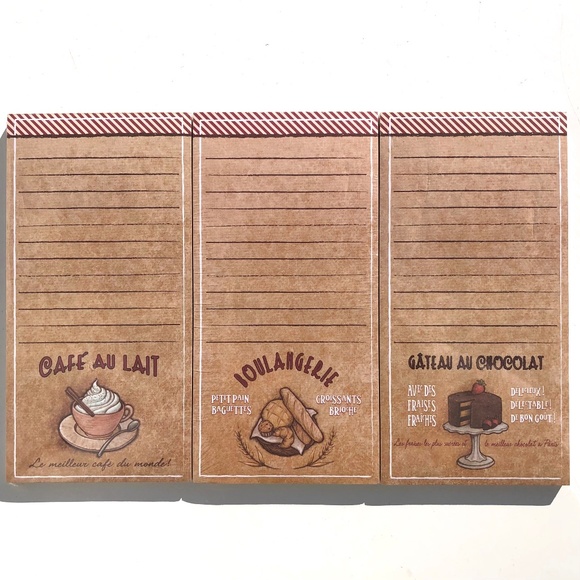 Russ Berrie Set of 3 Memo Pad with Magnet ruled coffee cake bread 039915606151 - Picture 1 of 8